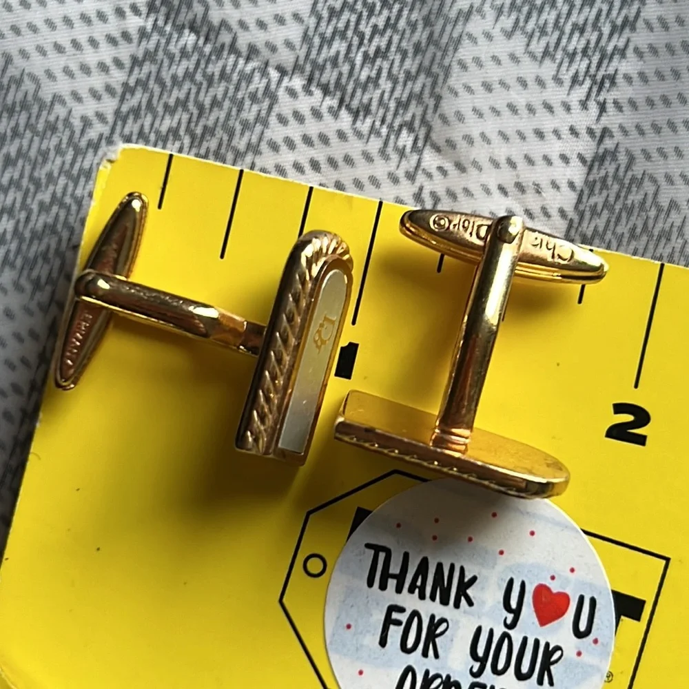 Christian Dior Men's Cuff links Gold & Silver Tone Vintage authentic
